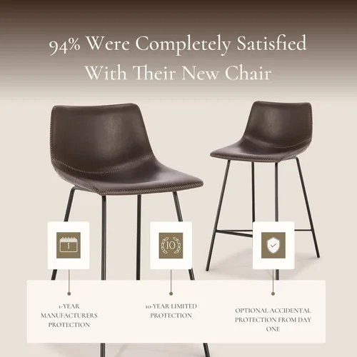 Vista 40 de POLY & BARK Paxton - Juego de 2 sillas de comedor modernas con respaldo bajo, tapicería de piel sintética y base de acero negro mate, asiento cómodo