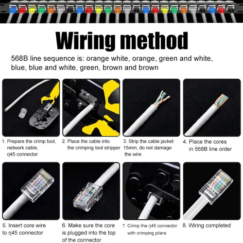 Vista 2 de TAIWAIN - Juego de herramientas de crimpado Ethernet Cat6 RJ45 CAT5, kit de alicates para probador de red, juego de cortador modular