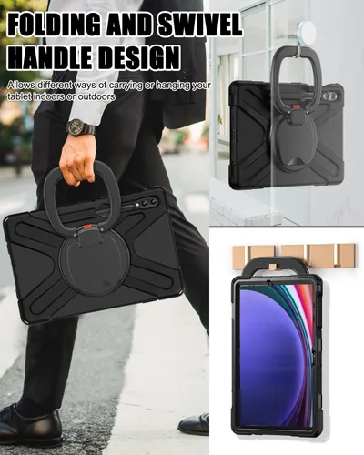 Vista 4 de BRAECN Funda para Samsung Galaxy Tab S10+/S9 FE+/S9+ Plus de 12.4 pulgadas, funda de silicona resistente con protector de pantalla, soporte para S