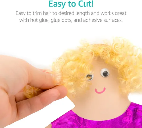 Vista 4 de Hygloss Cabello Rizado de Muñeca de 16 oz para Manualidades Surtido - Cabello Sintético Premium para Hacer Muñecas, Marionetas y Proyectos de Artes