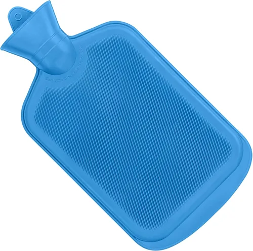 Vista 2 de SteadMax Paquete de 2 botellas de agua caliente, 2 litros (68 onzas), goma natural, sin BPA, bolsa de agua caliente grande duradera para compresión