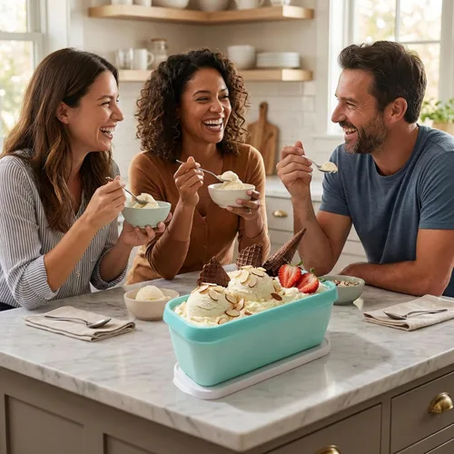 Vista 7 de Recipientes de helado de 1.5 cuartos de galón con tapas, recipientes reutilizables de almacenamiento de helado para congelador, recipientes