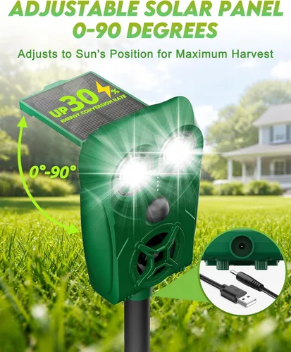 Vista 3 de Solar Ultrasonic Animal Repellent - Waterproof Deer Repellent Device with Large Solar Panel and Power Indicator, Perfect for Outdoor Yards