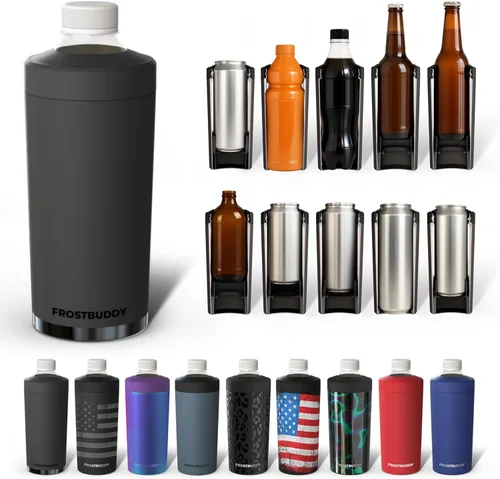 Vista 27 de Universal Buddy XL Can Cooler de Frost Buddy - Se adapta a latas y botellas de 12 onzas, 16 onzas, 20 onzas y 24 onzas - Mantén tus bebidas Azul bebé