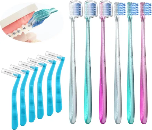 Vista 7 de Fregum Cepillo de Dientes de Mechón Final 2 en 1 con Cepillo Interdental para Ortodoncia, Frenos, Implantes, Retenedores, Dientes Posteriores