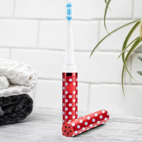 Vista 8 de Cepillo de dientes eléctrico Pop Sonic (puntos rojos) – Cepillos de dientes de viaje con batería AAA Cepillos de dientes eléctricos para niños
