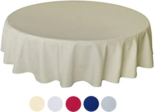 Vista 7 de Tektrum Mantel de jacquard redondo de 70 pulgadas, resistente al agua, resistente a las manchas, a prueba de derrames, ideal para cenas, banquetes