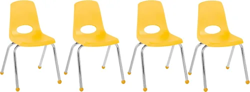 Vista 34 de FDP - Silla escolar apilable de 14 pulgadas, asiento apilable para estudiantes con patas de acero cromado y deslizadores giratorios de nailon