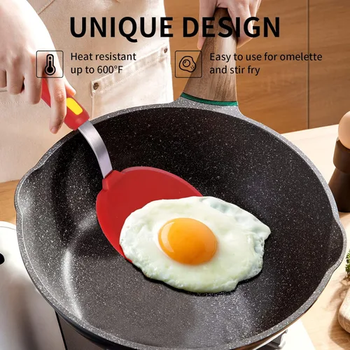 Vista 2 de Espátulas de cocina de silicona, resistentes al calor, juego de espátulas a prueba de derretimiento para utensilios de cocina antiadherentes