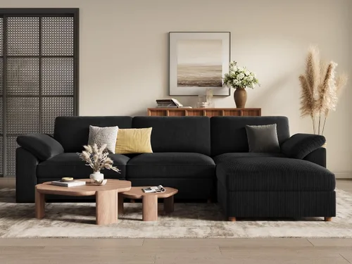 Vista 31 de EASE MOOSE Sofá modular verde seccional de gran tamaño en forma de L Pana verde
