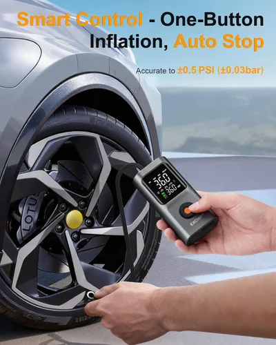 Vista 5 de Inflador de neumáticos, compresor de aire portátil, bomba de aire de neumáticos de doble potencia para neumáticos de automóvil, recargable