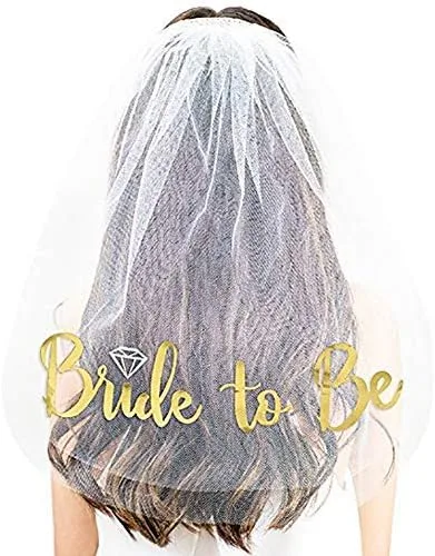 Vista 5 de MOHLX Bride To Be Veil Bachelorette Party Supplies Bridal Shower Decoration Accessories Gift Engagement Decoration