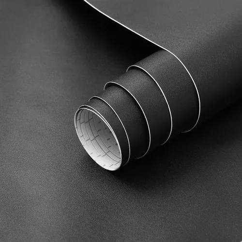 Vista 26 de Arthome - Papel adhesivo negro de 11.8 x 100 pulgadas, papel tapiz autoadhesivo impermeable de vinilo de PVC brillante, a prueba de aceite, papel