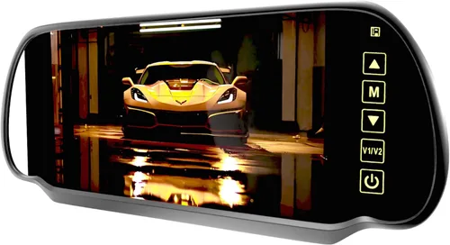 Monitor de espejo retrovisor TFT LCD de 7 pulgadas, cámara panorámica para salpicadero, espejo retrovisor con botón táctil, 2 entradas de video,