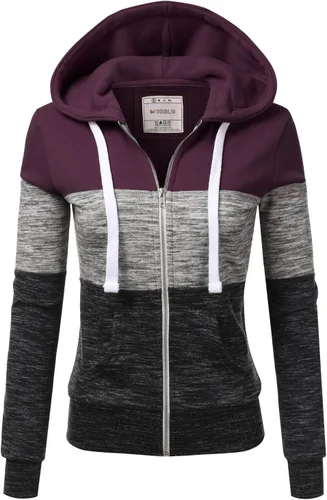 Vista 7 de DOUBLJU Chaqueta ligera y fina con capucha y cremallera para mujer, talla grande A_begoniapink