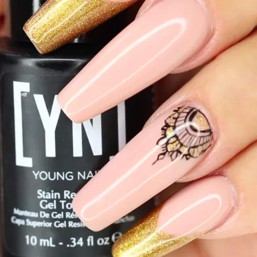 Vista 4 de Young Nails Capa superior de gel y capa base – Alto brillo brillante, capa superior de esmalte de gel transparente, UV y LED, uñas de gel acrílico