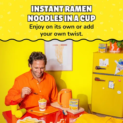 Vista 5 de Maruchan Fideos Ramen Instant Lunch con sabor a queso cheddar, sopa de fideos instantáneos estilo japonés, comida rápida y fácil, taza de 2.25