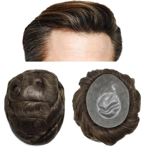 Vista 49 de Pieza de cabello humano real para hombre, cabello humano real, extensiones para hombres, cabello natural, sistema de reemplazo de piezas de cabello