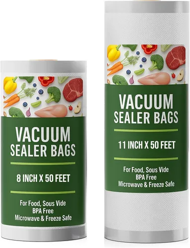 Vista 10 de Houseables Bolsas selladoras al vacío, rollos selladores al vacío, rollos de bolsas para guardar alimentos, 8 pulgadas, sellado al vacío, vacío al