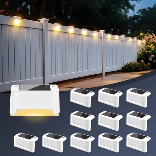 Vista 10 de SOLPEX - Juego de 16 luces solares para cercas al aire libre, luces impermeables LED para escalones solares para escaleras al aire libre, terraza