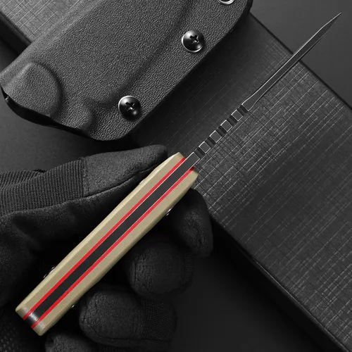 Vista 7 de Cuchillo de hoja fija Eafengrow EF121 D2 con hoja de acero y mango G10 con funda Kydex para actividades al aire libre y camping Desierto
