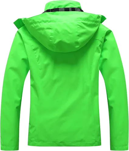 Vista 2 de OTU Chaqueta impermeable para mujer, ligera, impermeable con capucha para senderismo, viajes al exterior.