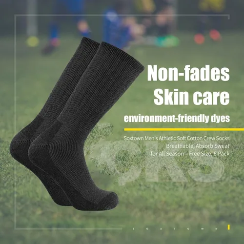 Vista 3 de SOX TOWN Men's Merino Wool Cushion Crew Socks Moisture Wicking Control for Outdoor Hiking Work Boot Thermal Warm All Seasons