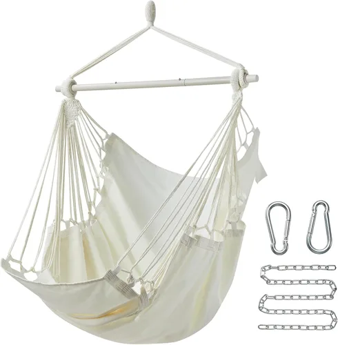 Vista 10 de CHULIM Silla de columpio colgante MAX 500 lbs Silla colgante para exterior con reposapiés Silla de columpio para interior con barra espaciadora
