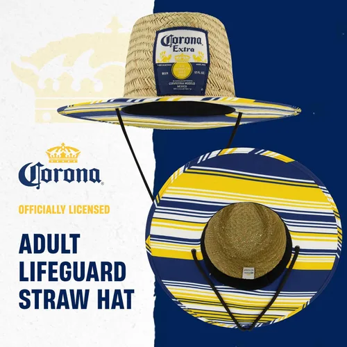 Vista 2 de Corona Extra Sun Hat, Adult Large Wide Brim Straw Lifeguard Cap for Men and Women, Beach and Pool Accessories
