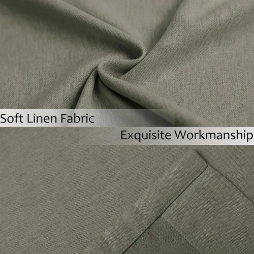 Vista 43 de Frelement Cortinas opacas de lino natural, paneles de cortinas con bolsillo para barra y pestaña trasera, para sala de estar, cortinas
