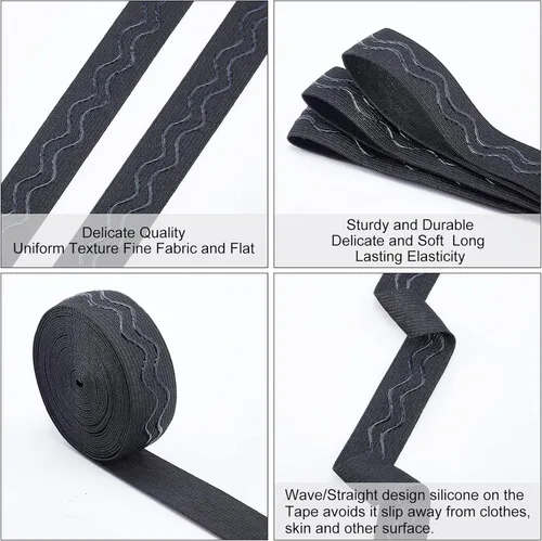 Vista 4 de GORGECRAFT Cinta elástica de silicona antideslizante de 5 yardas de 1 pulgada de ancho, banda de agarre elástica de goma, correas elásticas