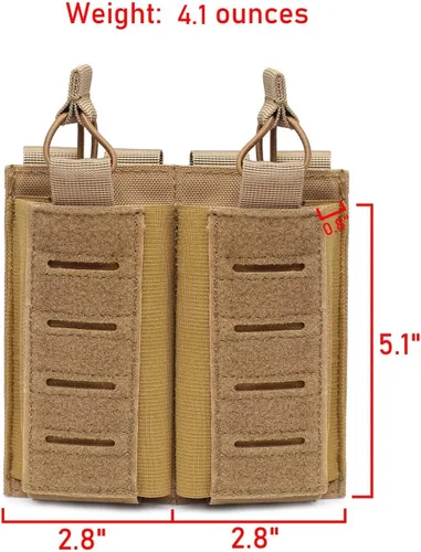 Vista 5 de Bolsa doble Mag Molle con tapa abierta para cargadores de rifle M4/M16/AR/AK (negro)