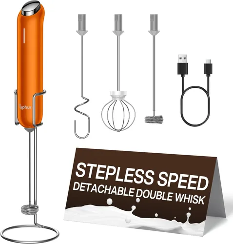 Vista 15 de InstaWhisk - Espumador de leche con velocidad variable, varita espumadora de café recargable con batidor doble desmontable, mezclador de bebidas