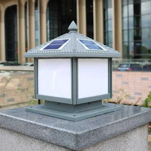 Vista 4 de Luces de poste al aire libre, luz solar para poste de villa de jardín, luz de puerta al aire libre, impermeable, luz de pared para el hogar, luz LED