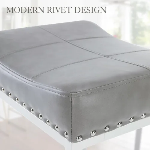 Vista 18 de LUE BONA Taburetes de bar de altura de mostrador de 24 pulgadas, juego de 3, moderno taburete de cuero sintético sin espalda con patas de metal