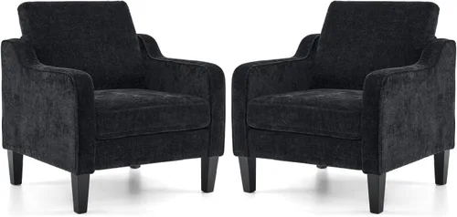 Vista 42 de VINGLI Juego de 2 sillas decorativas para sala de estar, sillas de lectura marrón claro para dormitorio, silla con brazo recogido, sillas