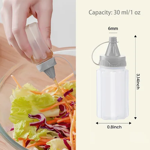 Vista 6 de 8 mini botellas exprimibles de condimentos de 1 onza botella de salsa de salsa de plástico botella de salsa de miel mostaza ensalada salsa Bento Box