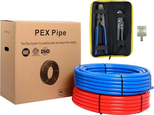 Vista 10 de EFIELD Kit de instalación de plomería PEX de 1/2 pulgada: tubo Pex-b de 1/2 pulgada x 200 pies (rojo de 100 pies + azul de 100 pies), 12 accesorios