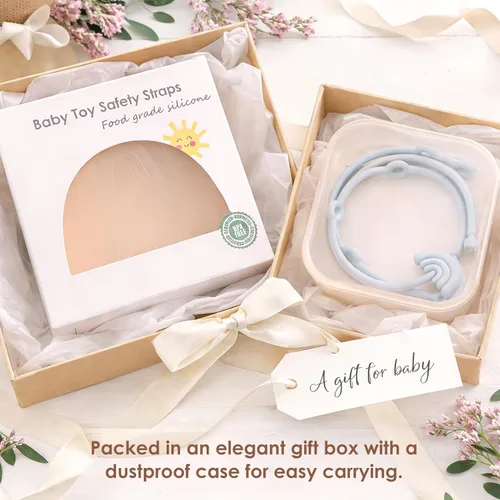 Vista 6 de Andy Bear Correas de juguete para bebé, correas de seguridad de silicona para silla alta, correas de juguetes para sillas de bebé, correas de Azul