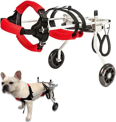 Vista 9 de Vehículo de ayuda ajustable para rehabilitación de mascotas, silla de ruedas para patas traseras con ruedas para perros pequeños/medianos con patas
