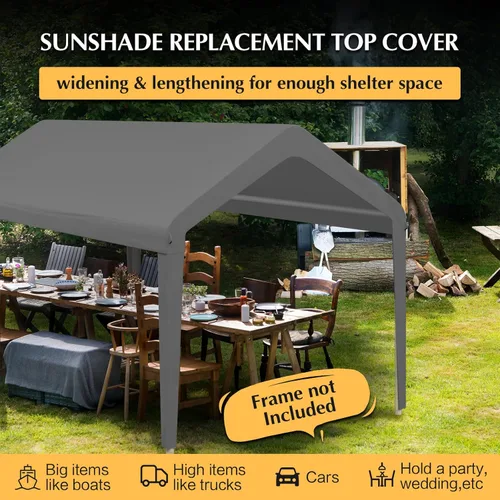 Vista 5 de Toldo de repuesto para cochera, cubierta superior de repuesto de 10 x 20 pies para marco de cochera de 10 x 20 pies, 800D, resistente al agua
