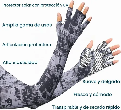 Vista 2 de Mangas de brazo con guantes de protección UV para hombres y mujeres Ciclismo Manga de brazo de hielo sin dedos compresión solar cubierta de brazo 2