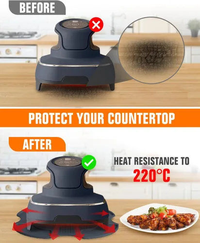 Vista 6 de 2 Piezas Salvamanteles de Silicona para Freidora de Aire y Protector contra Salpicaduras para Ninja Crispi, Alfombrilla Resistente al Calor