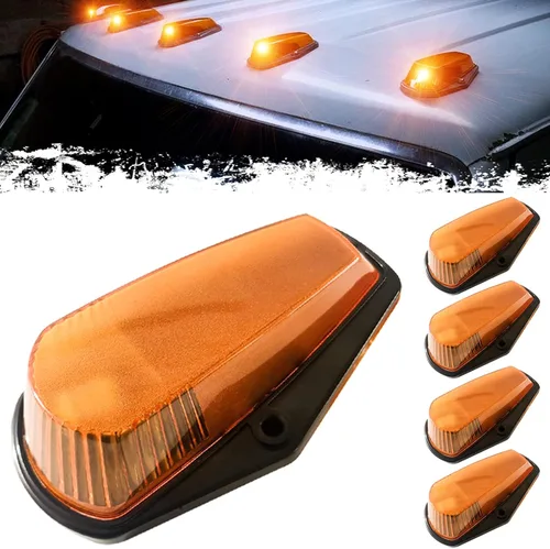 PSEQT 5 luces de marcador de techo de cabina LED ámbar para la parte superior compatible con F150 F250 F350 1980-1997 Super Duty Pickup Trucks 12V