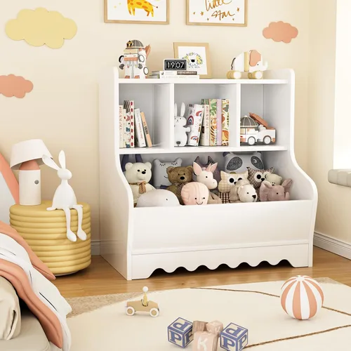 Vista 7 de Marcytop Children's Bookshelf and Toy Storage Organizer (Cream)