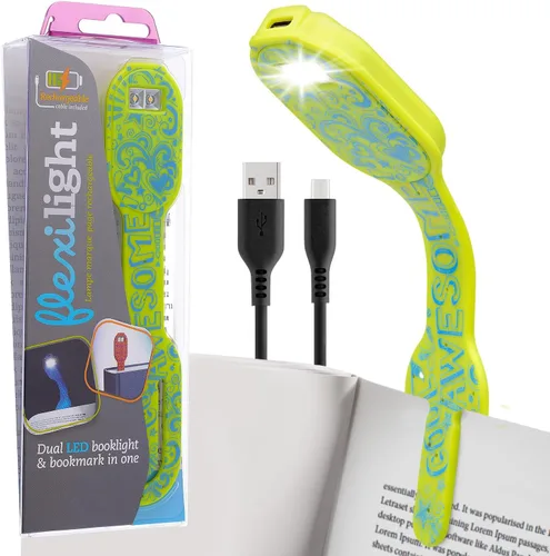 Vista 10 de Gifts for Readers & Writers Luz de libro recargable, luz de lectura con clip para cama, Flexilight 2 en 1 y marcapáginas, 12 horas de luz una vez