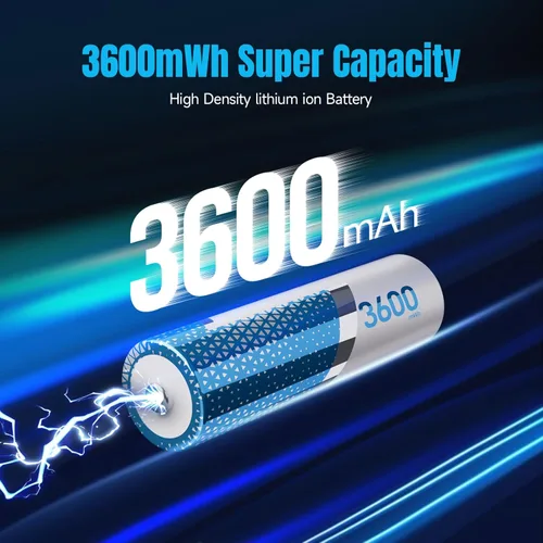 Vista 5 de Baterías recargables AA de litio de 3600 mWh, paquete de 4 baterías recargables AA de iones de litio constantes de alta capacidad de 1.5 V
