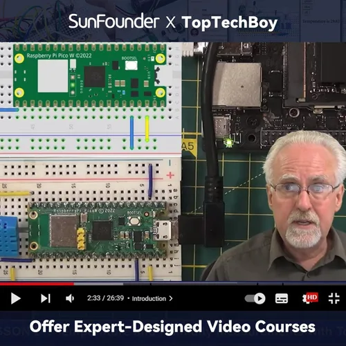 Vista 2 de SunFounder Raspberry Pi Pico W Ultimate Starter Kit con tutoriales en línea, cumple con RoHS, más de 450 artículos, 117 proyectos, MicroPython, C/C