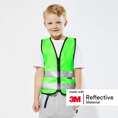 Vista 2 de Salzmann 3M - Chaleco de seguridad de alta visibilidad para niños, con cremallera, fabricado con material reflectante 3M