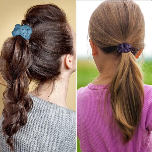 Vista 6 de 22 piezas de bandas elásticas de terciopelo para el cabello, bandas elásticas para el cabello, ligas clásicas para cola de caballo para mujer